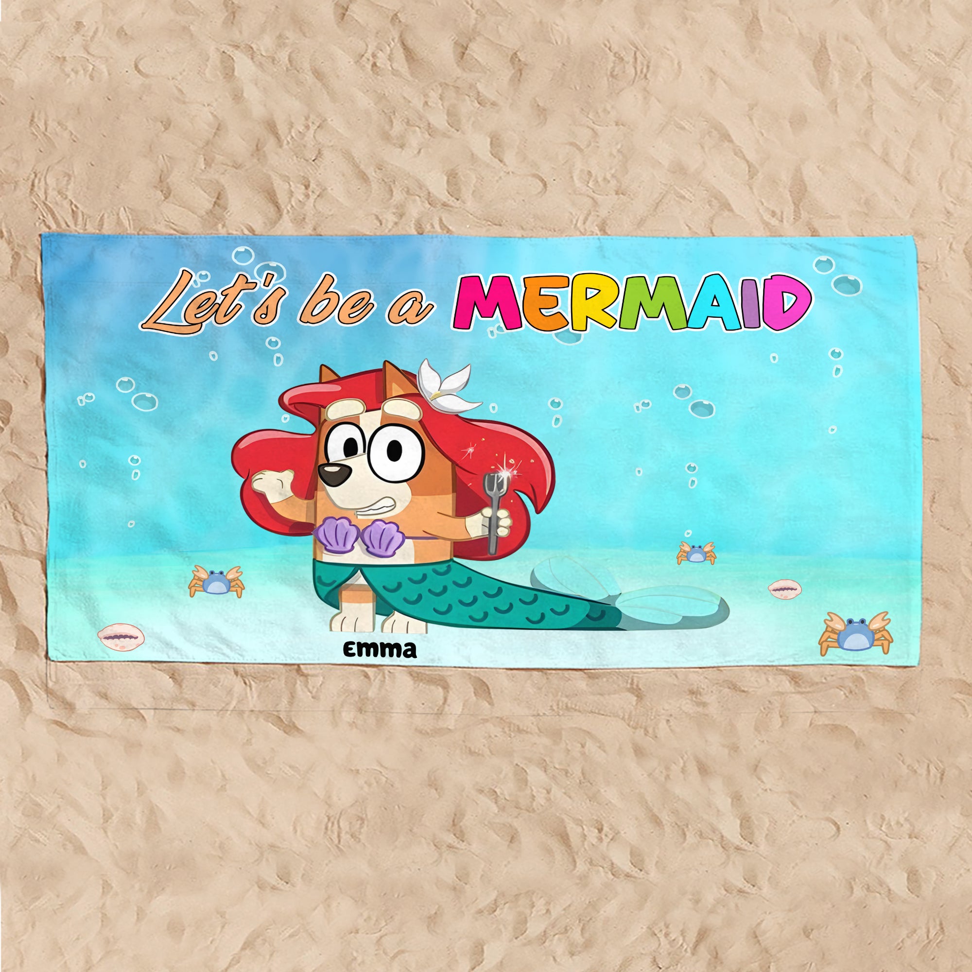 Personalized Gifts For Kid Beach Towel 05HTDC070624 Mermaid Dog-Homacus