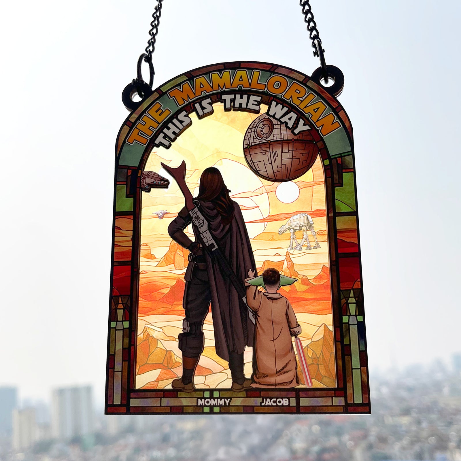 Personalized Gifts For Mom Suncatcher, Outer Space Planet Stained Glass Artwork 05qhpu130225hg-Homacus