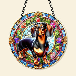 Personalized Gifts For Christmas Suncatcher Ornament 59ACQN240824 Dachshund Dog-Homacus