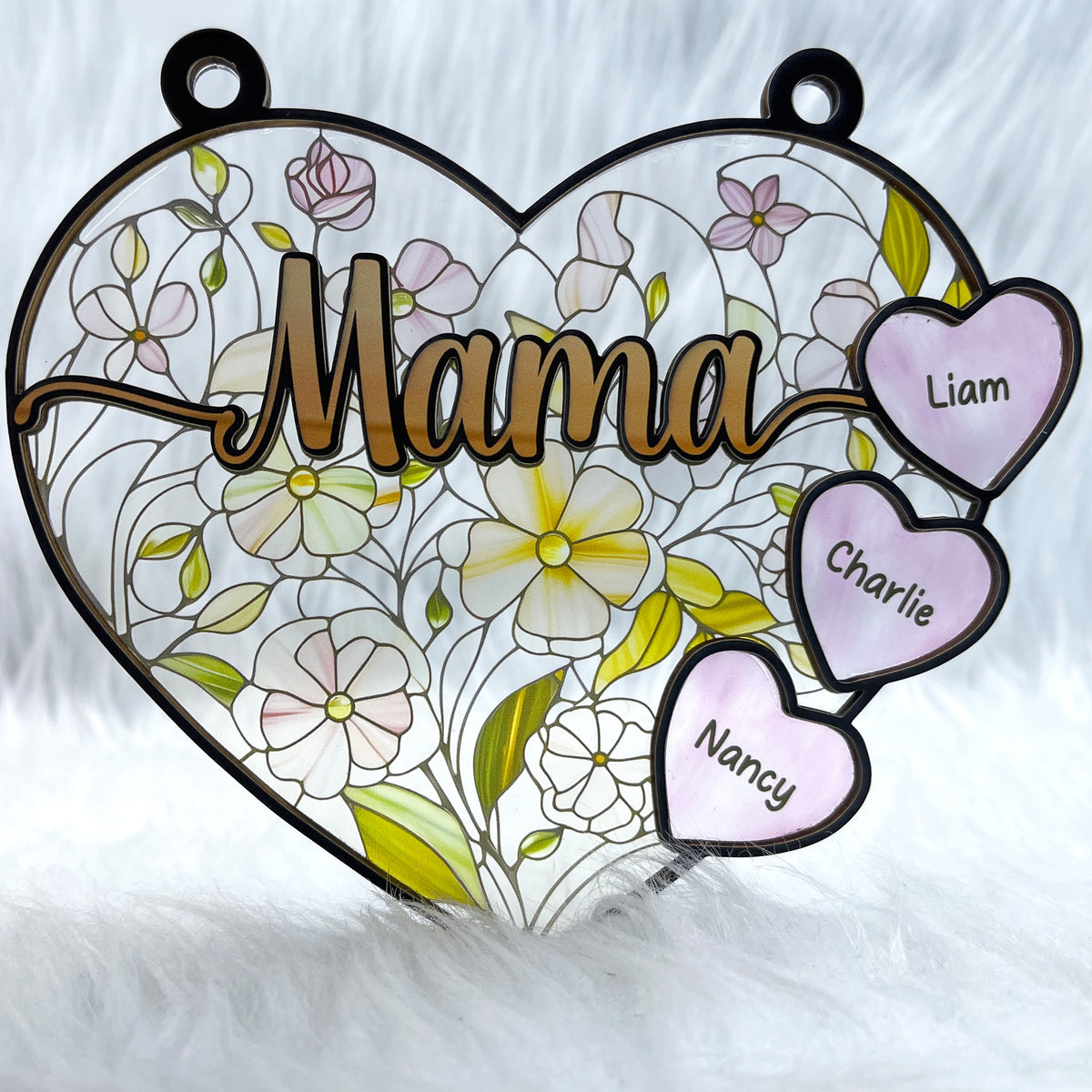 Personalized Gifts For Mom Suncatcher Ornament, Soft Vibrant Flower Heart 01qhti270225-Homacus
