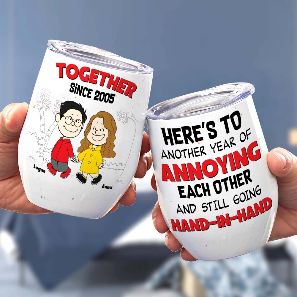 Personalized Gifts For Couple Wine Tumbler Year Of Annoying Each Other-Homacus