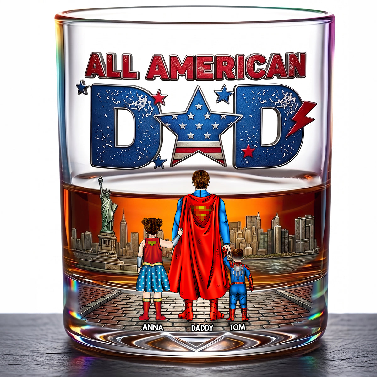 All American Dad Glass Mug - Personalized Gifts For Dad 02HUDT190526-Homacus