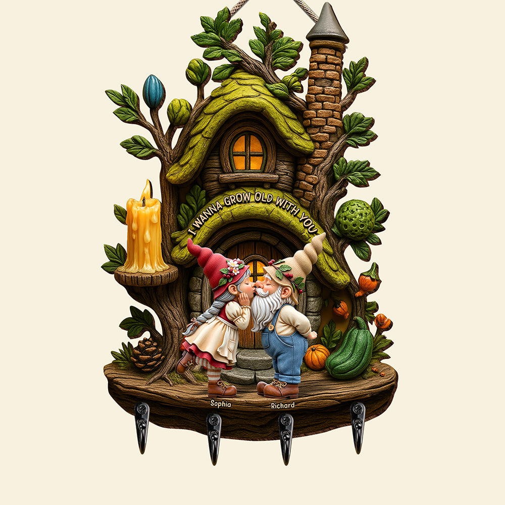 Kissing Gnome Couple Key Hanger Personalized Gifts For Couple 04QHQN230525-Homacus