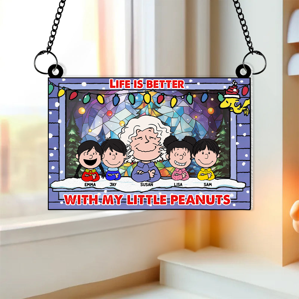 Personalized Gifts For Grandparents, Life is better with little kids christmas suncatcher 02TOMH190724HH-Homacus