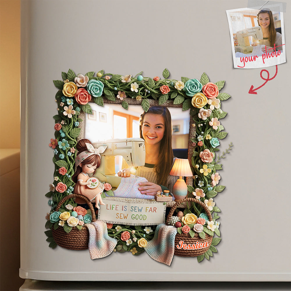 Sewing Girl Custom Photo Fridge Magnet - Personalized Gifts For Sewing Lovers 04pata261125-Homacus