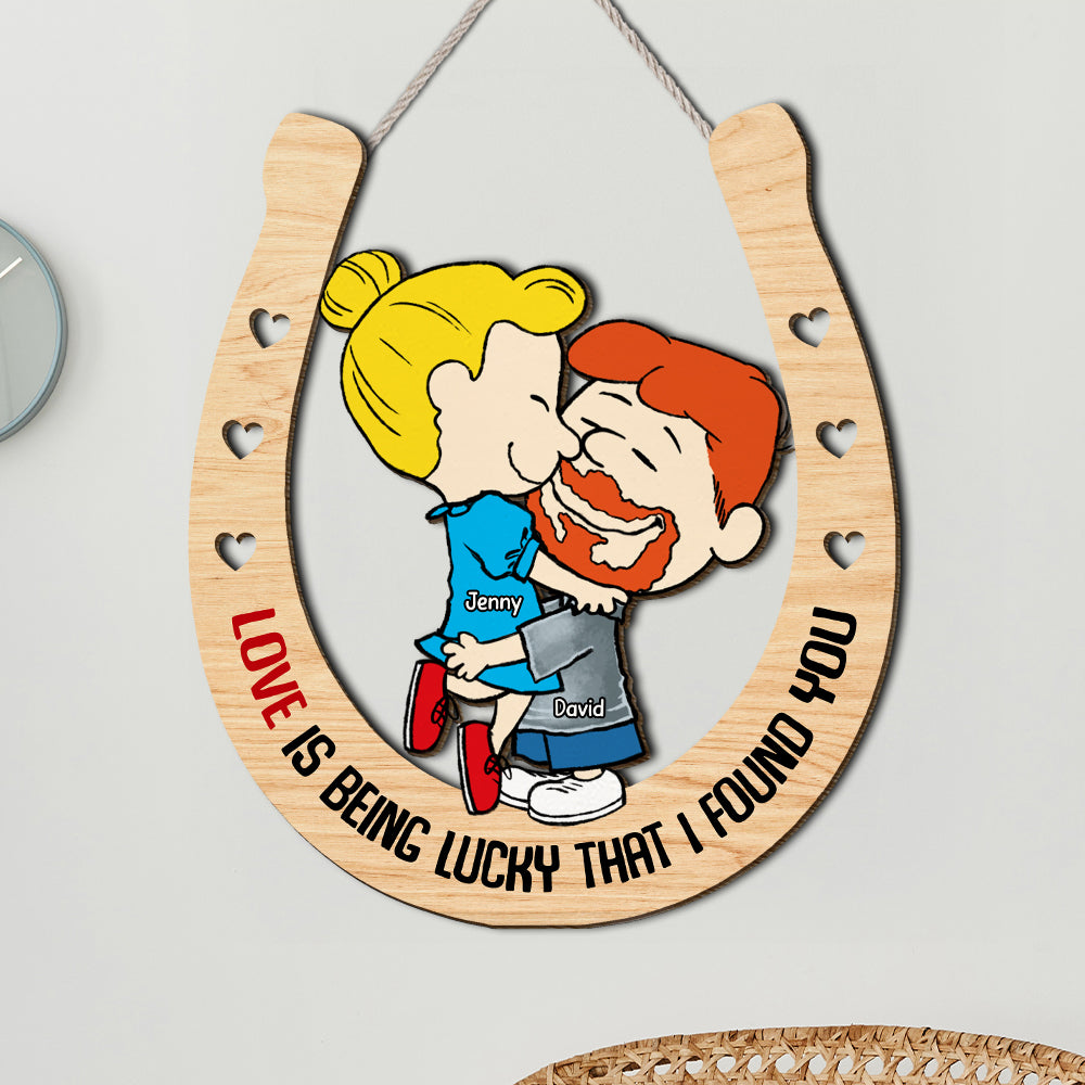 Personalized Gifts For Couple Wood Sign 04ohtn130125hg Love Is Being Lucky That I Found You-Homacus