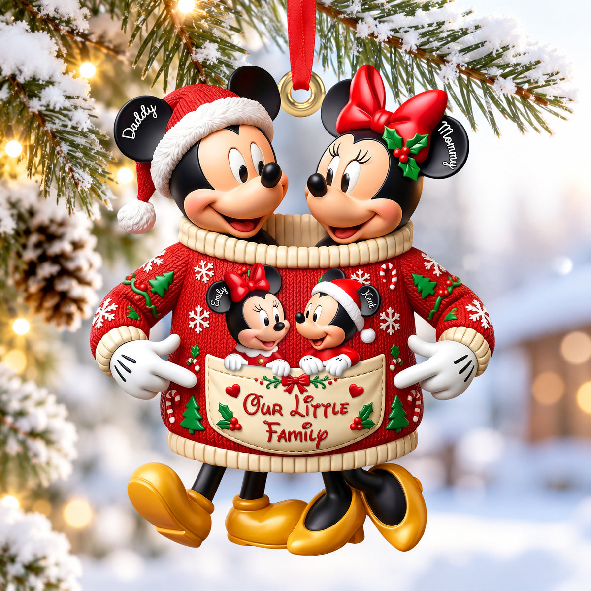 Our Little Family Merry Xmas Acrylic Ornament - Personalized Christmas Gifts For Family 05paqn180926