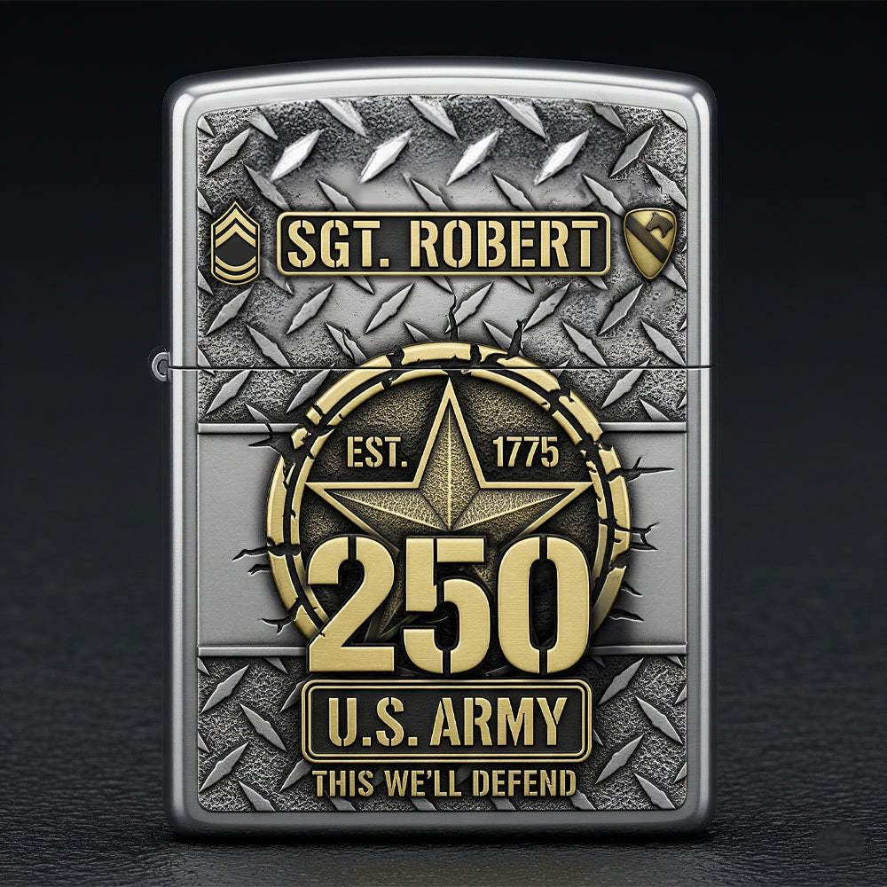 Military 250th Anniversary Flame Lighter - Custom Branch Division Logo For Veteran-Homacus