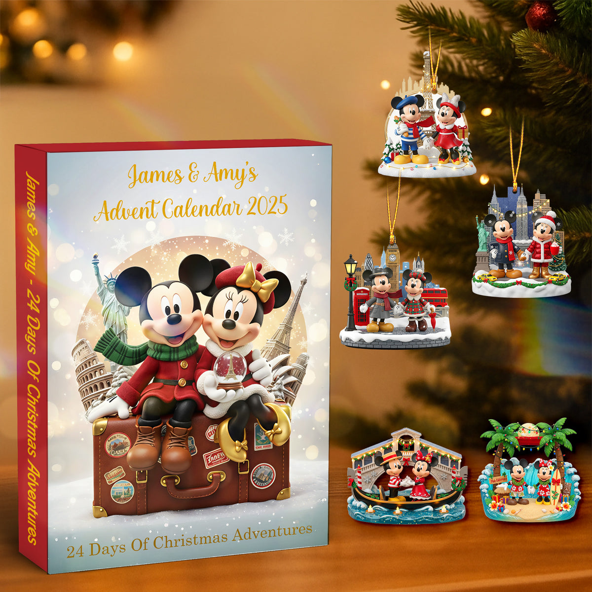 Travel Couple Custom Christmas Advent Calendar Acrylic Blind Box - Personalized Gift For Christmas Couple Blind Box 01NAMG151025-Homacus