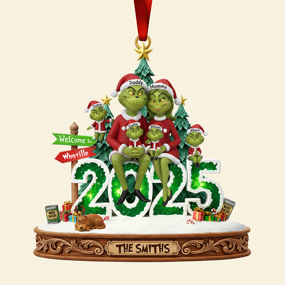 Cheerful Green Family Ornament - Personalized Christmas Gifts For Family 03PAQN111025-Homacus