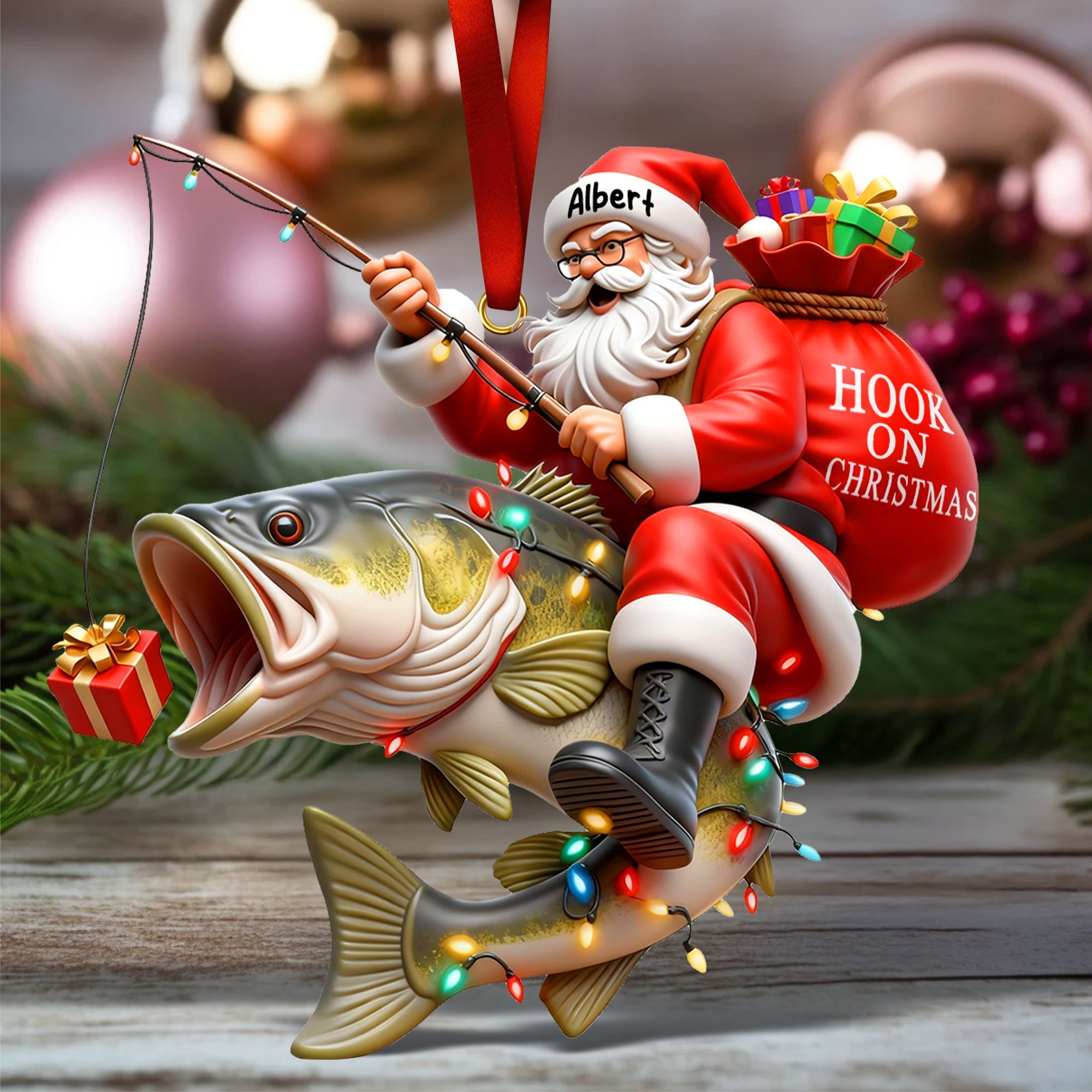 Badass Fishing Santa Acrylic Ornament, Personalized Gifts For Fishing Lovers 02qhqn311025-Homacus