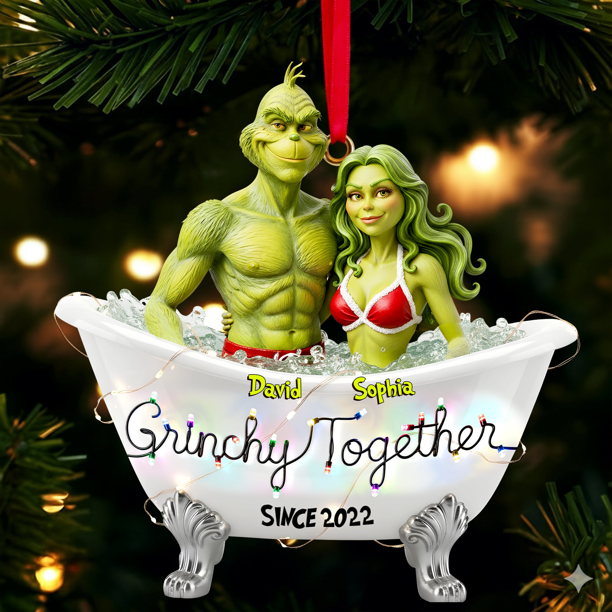 Bathtub Couple Together Ornament - Personalized Gift For Couples 02TOLU231025-Homacus