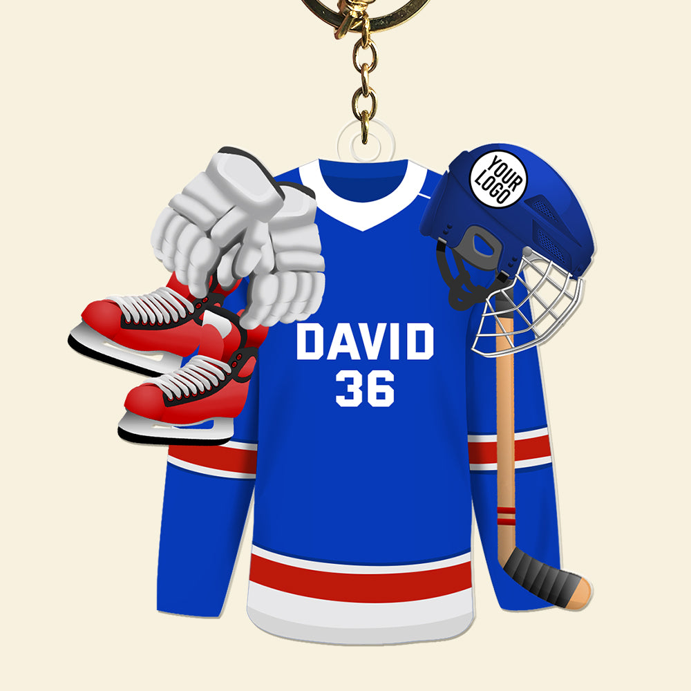 Hockey Player Keychain- Hockey Jersey with Custom Team Logo Gifts For Hockey Lovers-04huqn231224-Homacus