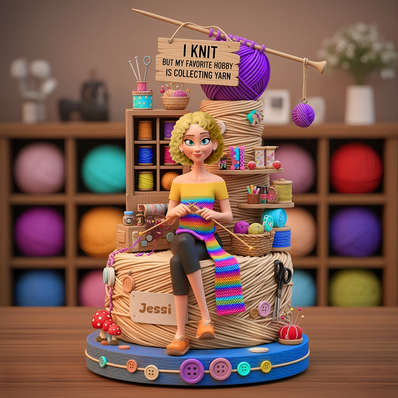 Collecting Yarn Girl Acrylic Plaque - Personalized Gifts For Knitting Lovers 01TGLU070725-Homacus