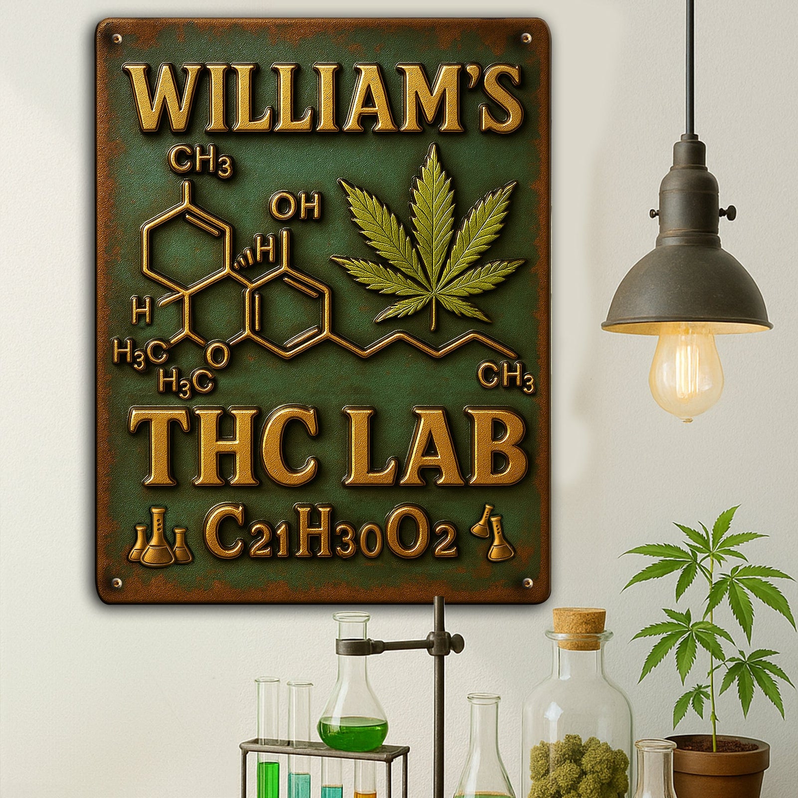Botanical Chemistry Lab Metal Sign - Personalized Gifts For Weed Lovers 04TOLU050625-Homacus