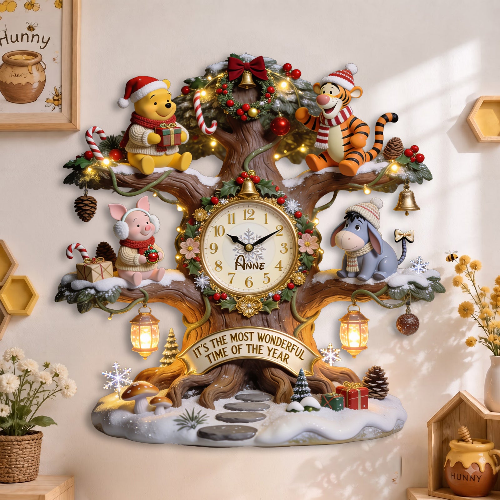 Cozy Winter Tree Acrylic Hanging Wall Clock - Personalized Gifts For Christmas 07pglu050826-Homacus