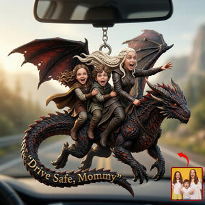 Dragon Rider Family Car Ornament - Custom Photo Gifts For Mother's Day 04qhqn080426-Homacus