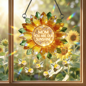 Sunflower Bee Suncatcher - Personalized Gifts For Mom 01TYDH170426-Homacus