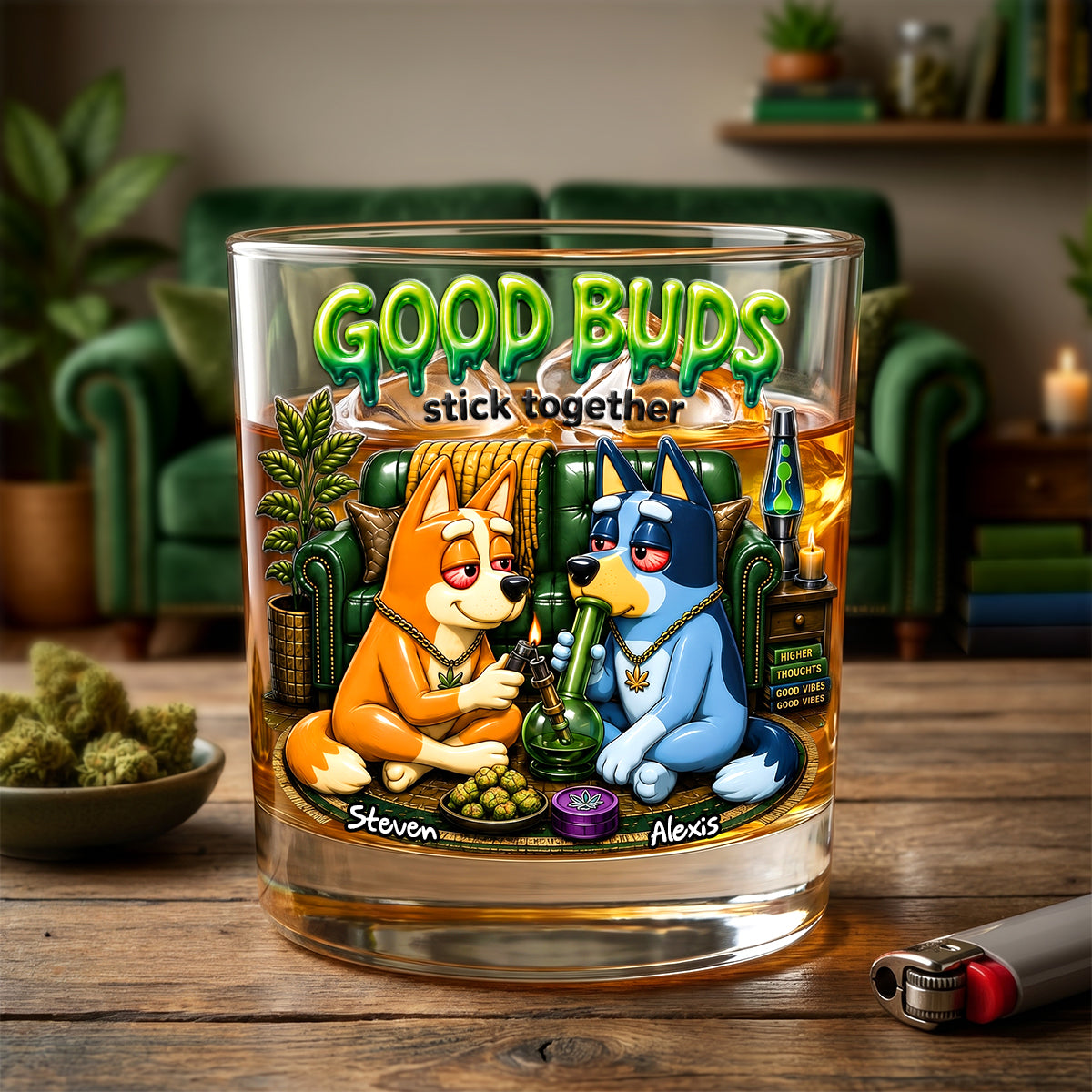 Stoner Friends 11oz Round Glass - Personalized Gifts For Smoking Lovers 01todh080626-Homacus