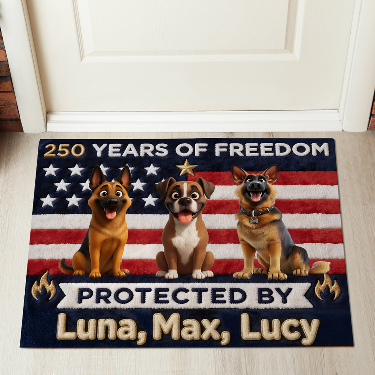 Brave Dogs Doormat - Celebrated America 250th Anniversary - Personalized Gifts For Dog Lovers 02naqn270326-Homacus