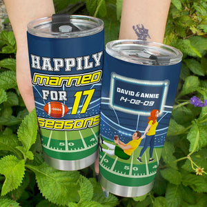 Personalized Gifts For American Football Couple 20oz Tumbler Happily Married 02TOLU110125PA