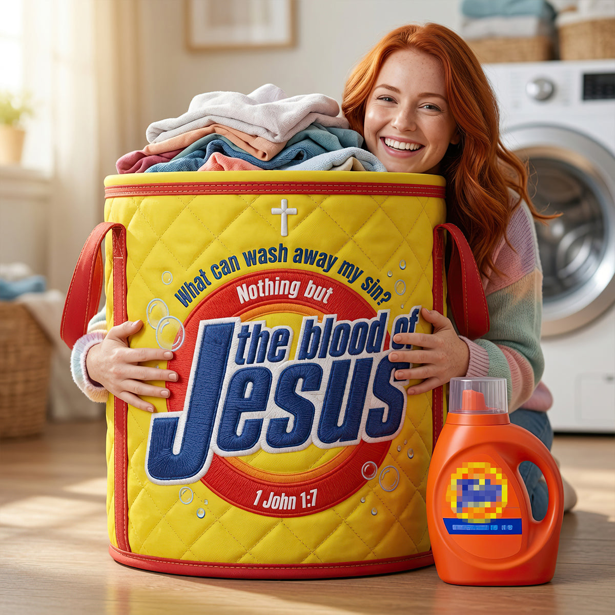 Washed in Love - Personalized Gifts Quilted Laundry Basket 01NADT100726-Homacus