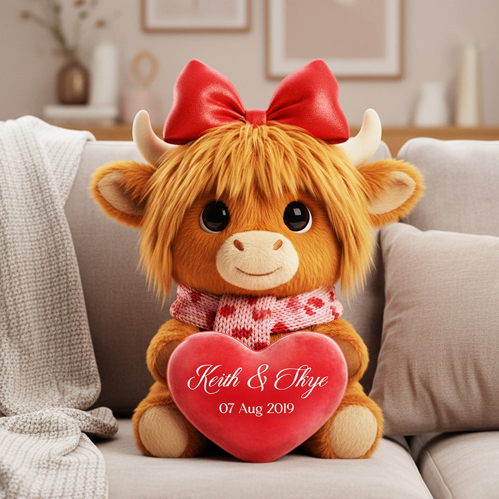 Highland Cow Valentine Custom Shaped Pillow - Personalized Gifts For Couple 03hyta161225