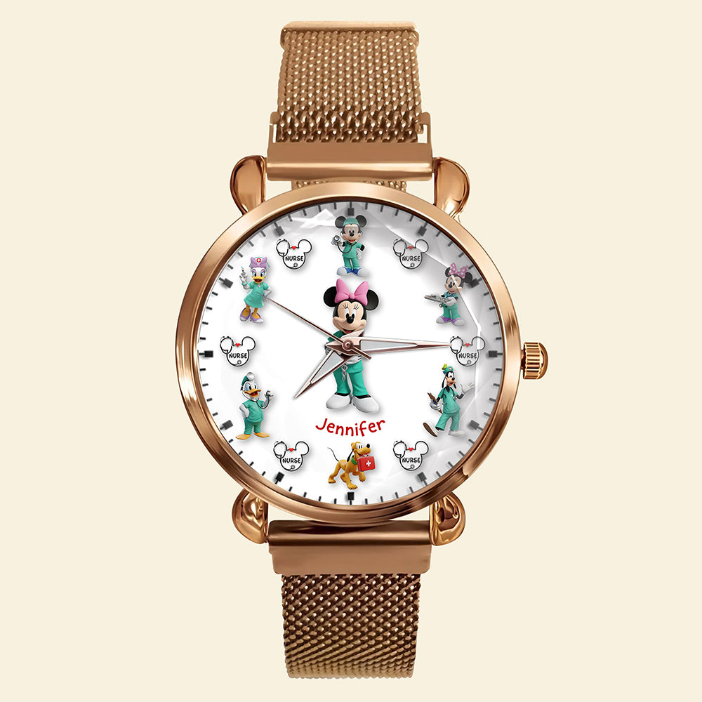 Cartoon Character Mesh Strap Quartz Watch – Personalized Gifts for Nurse 01naqn170725-Homacus