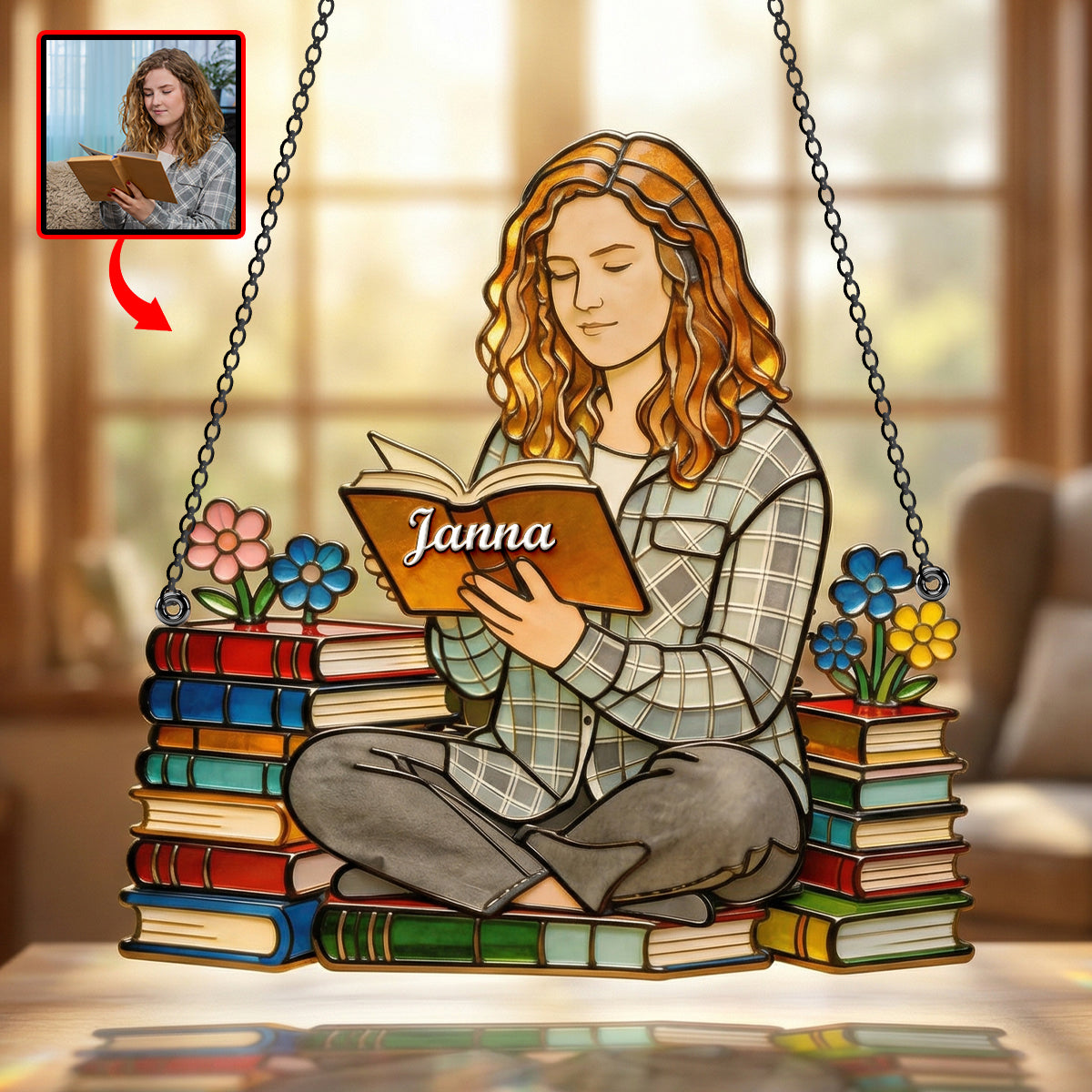 Book Lover Suncatcher - Custom Photo Gifts For Book Lovers 01nadh030426-Homacus