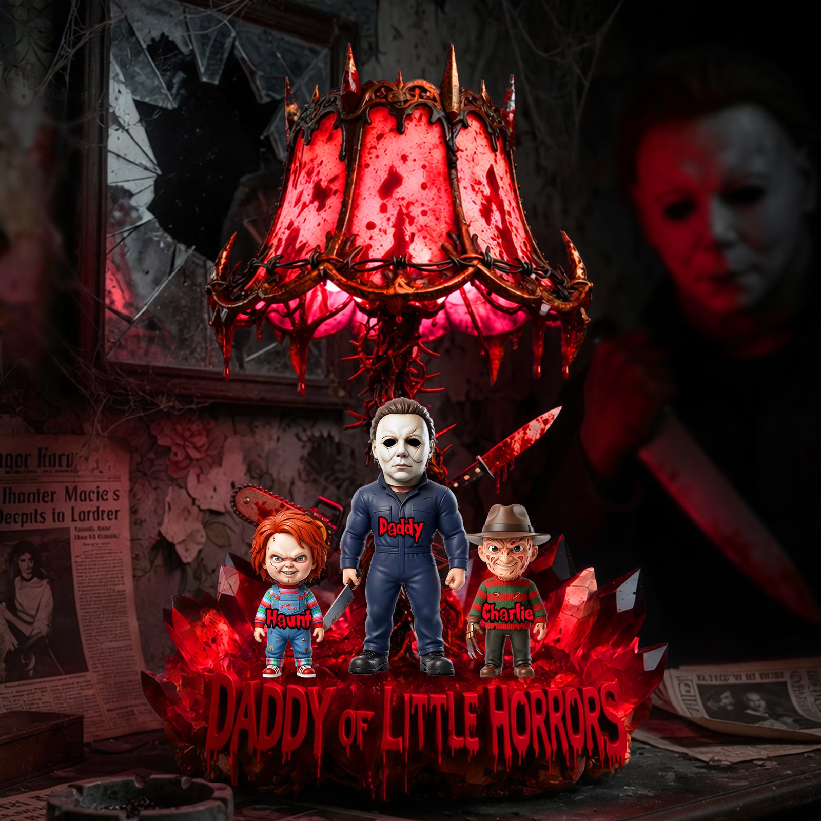 Papa Of Little Horrors Acrylic Light Box Personalized Gifts For Dad 02TYLU110526-Homacus