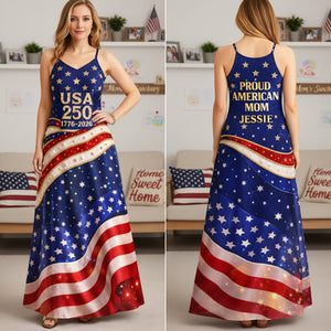 Proud American Mom - Celebrated America 250th Anniversary Suspender Maxi Dress - Personalized Gifts For Moms 04tota230326-Homacus