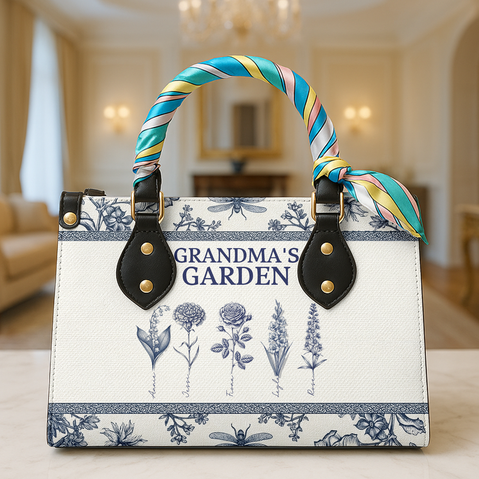 Grandma's Garden Leather Bag - Personalized Gifts For Grandma 02ohlu010825-Homacus