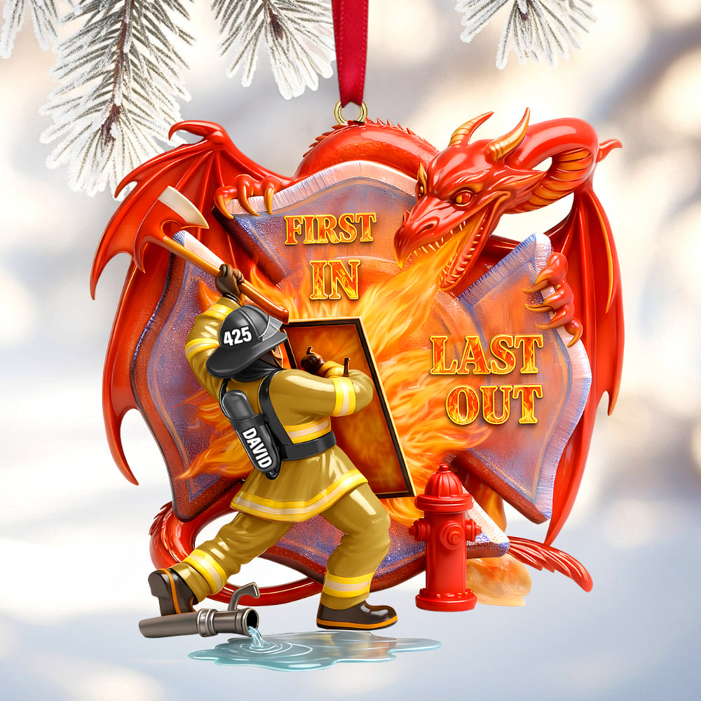 Firefighting With Dragon Acrylic Ornament - Personalized Gifts For Firefighter 04QHTN101125-Homacus