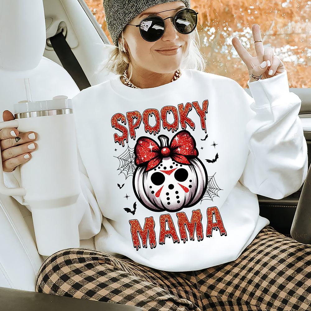 Personalized Gifts For Mom Glitter Shirt, Spooky Mama 01qhqn180924-Homacus