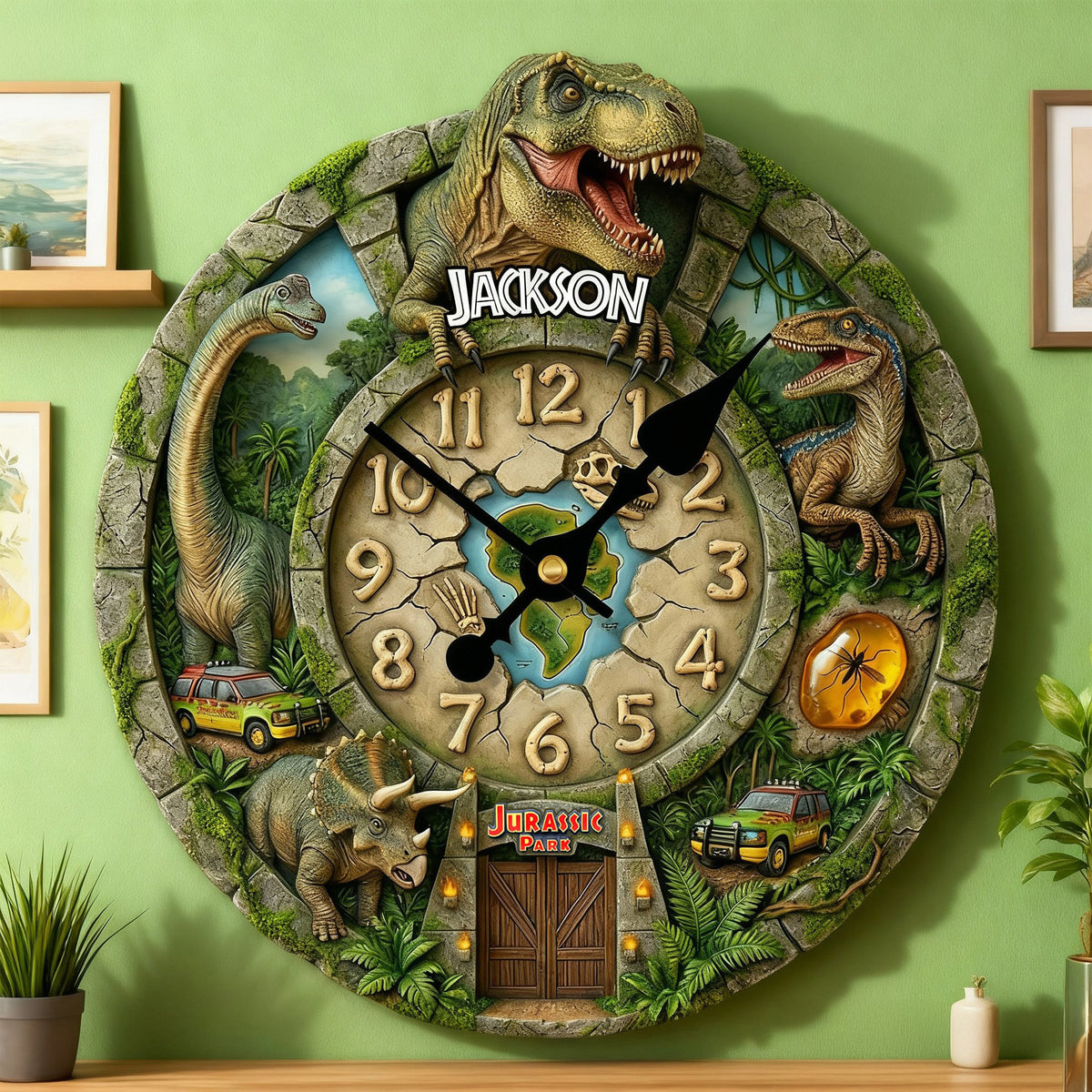 Prehistoric World Clock - Personalized Gifts For Kids 02humg170126-Homacus