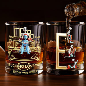 Playful Skeleton Couple Round Glass - Personalized Gifts For Couples 06OHLU241125-Homacus