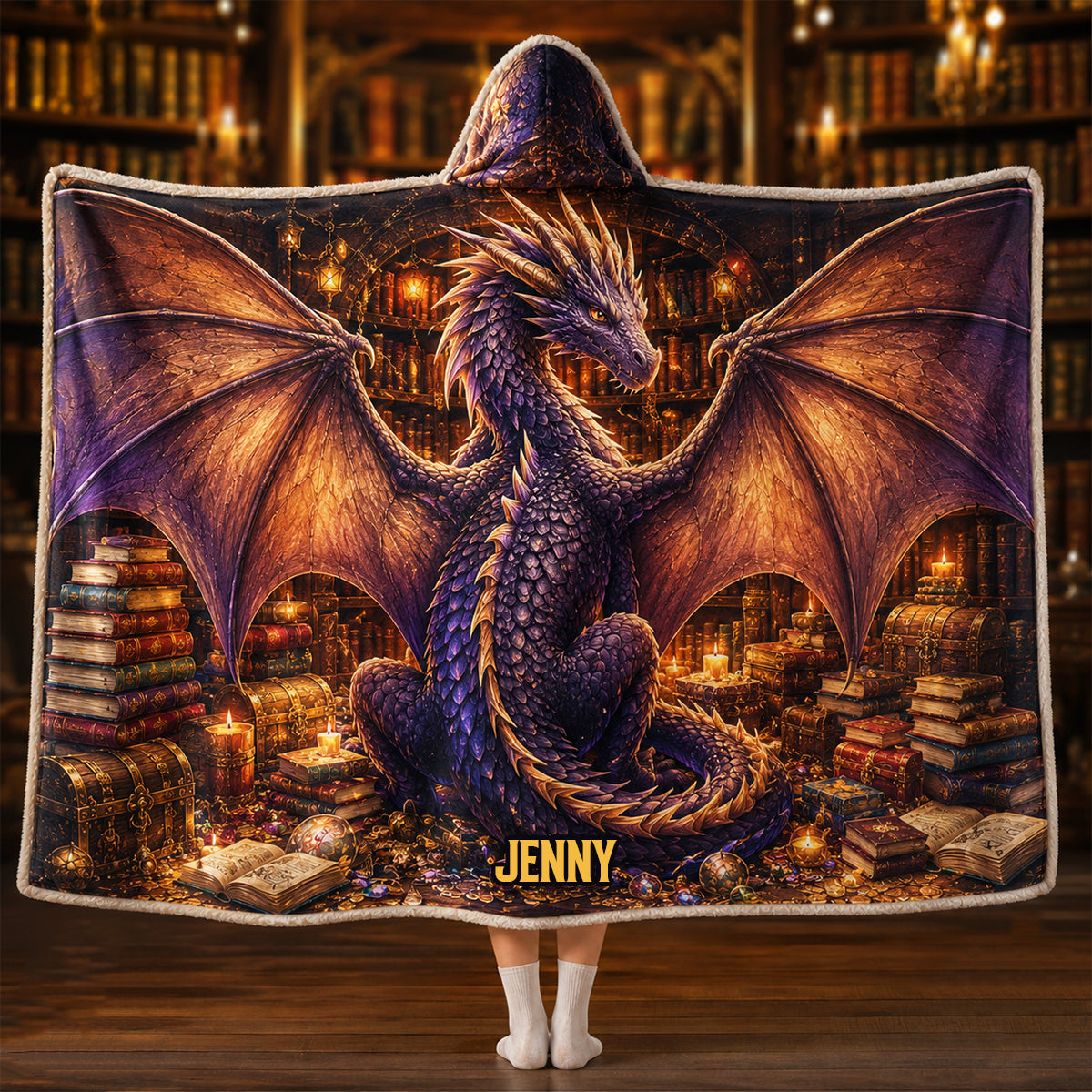 Fantasy Dragon Wings Hood Blanket, Personalized Gifts For Book Lovers 02qhtn110826