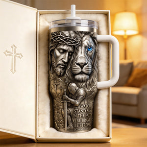 Jesus And Lion 40oz Tumbler - Personalized Gifts For Christians 04pamg200326-Homacus