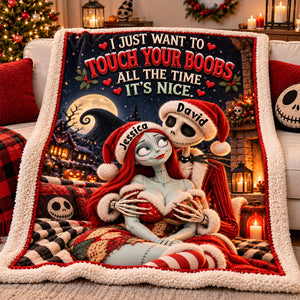 Cheeky Horror Couple Blanket - Personalized Gifts For Couple Christmas Blanket 02NALU121026-Homacus