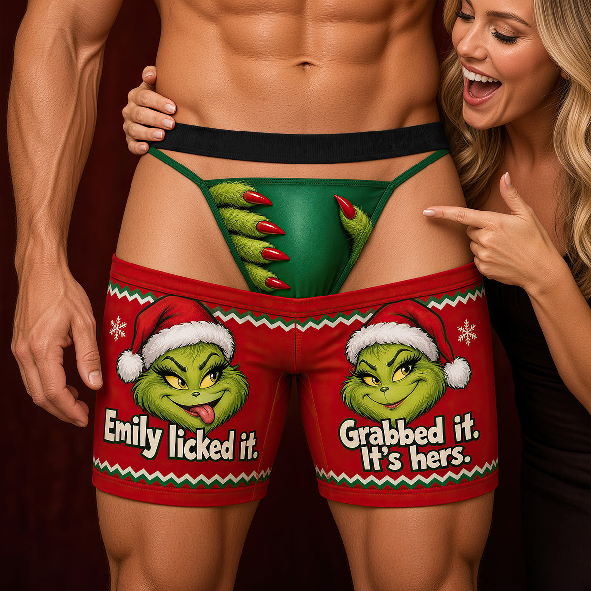 Furry Naughty Couple Men's Boxers - Personalized Christmas Gifts For Him 01hadt231026-Homacus