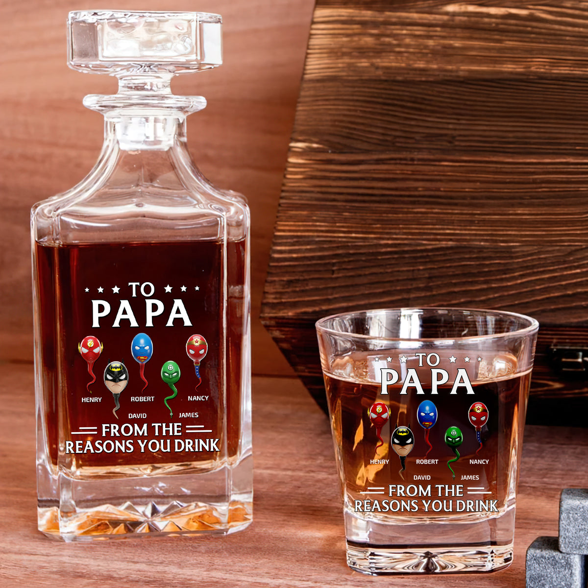 Super Sperm Whiskey Decanter Set Personalized Gifts For Dad 04OHDT220525-Homacus