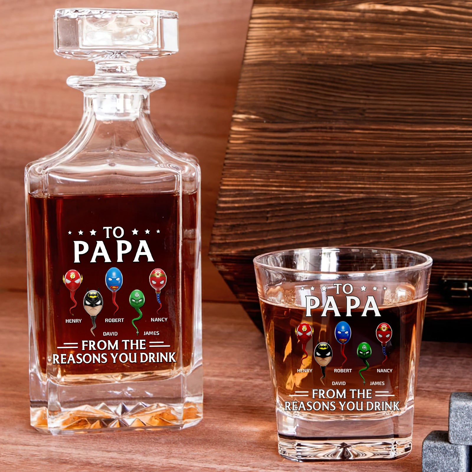 Super Sperm Whiskey Decanter Set Personalized Gifts For Dad 04OHDT220525-Homacus