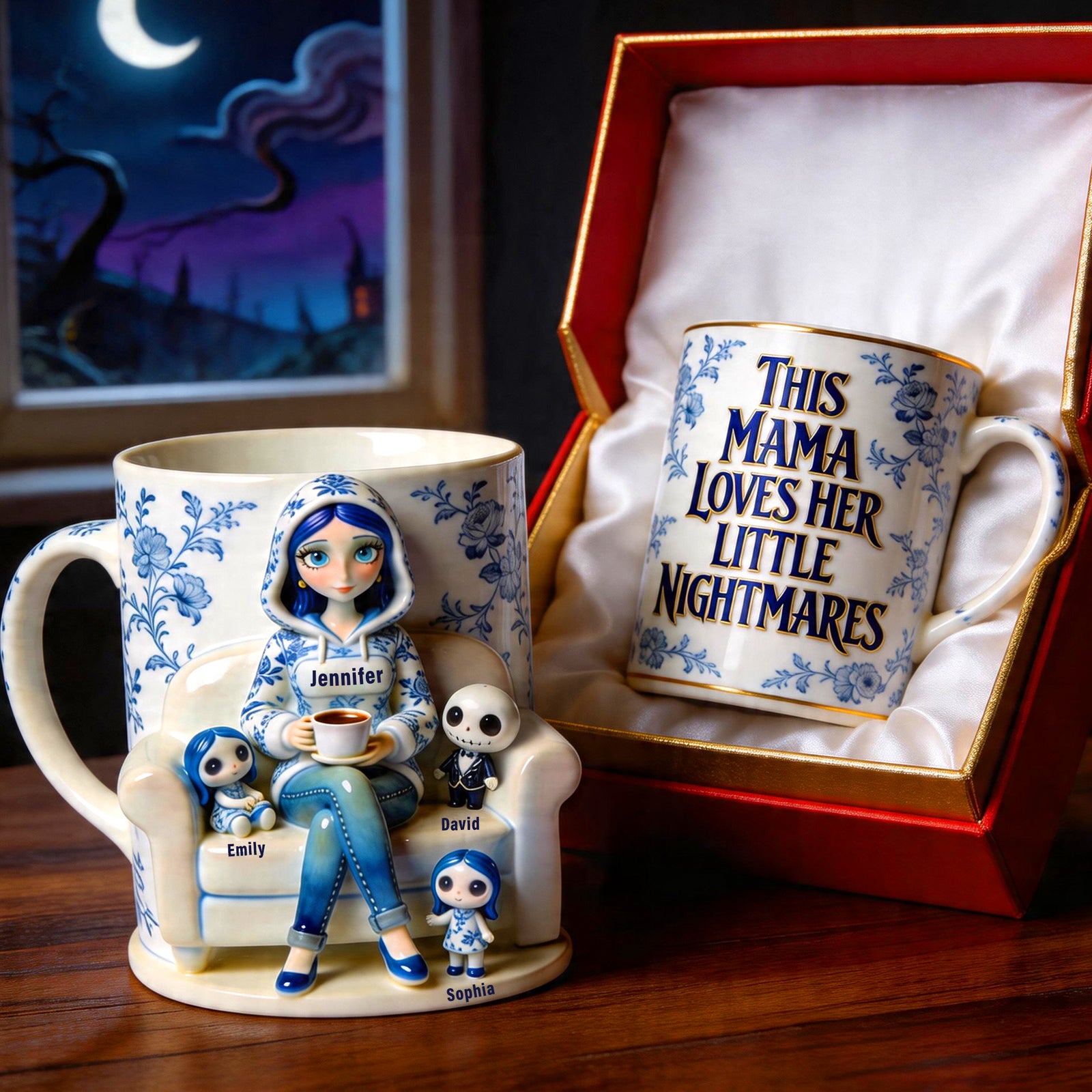 Gothic Mom & Little Kids Coffee Mug - Personalized Gifts For Moms 01PGQN170426-Homacus