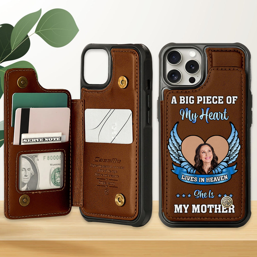 Custom Photo Gift For Mom Leather Flip Wallet Phone Case Heaven Memorial 02XQMH220225-Homacus