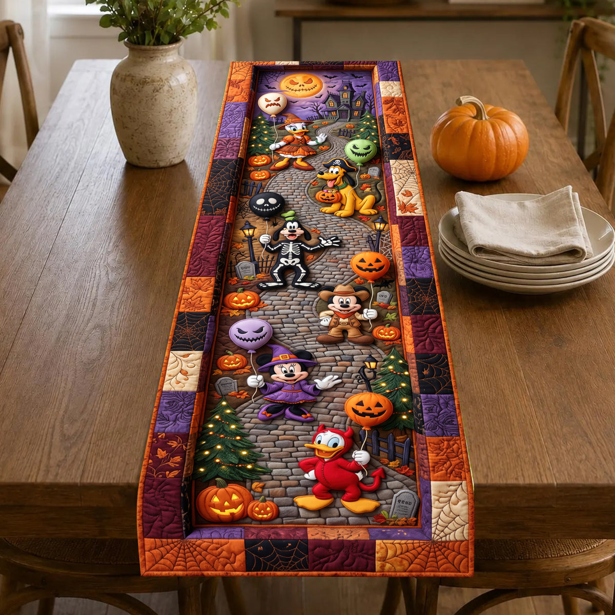 Ghoul Friends Quilted Table Runner - Personalized Halloween Gifts 02PAQN130826-Homacus