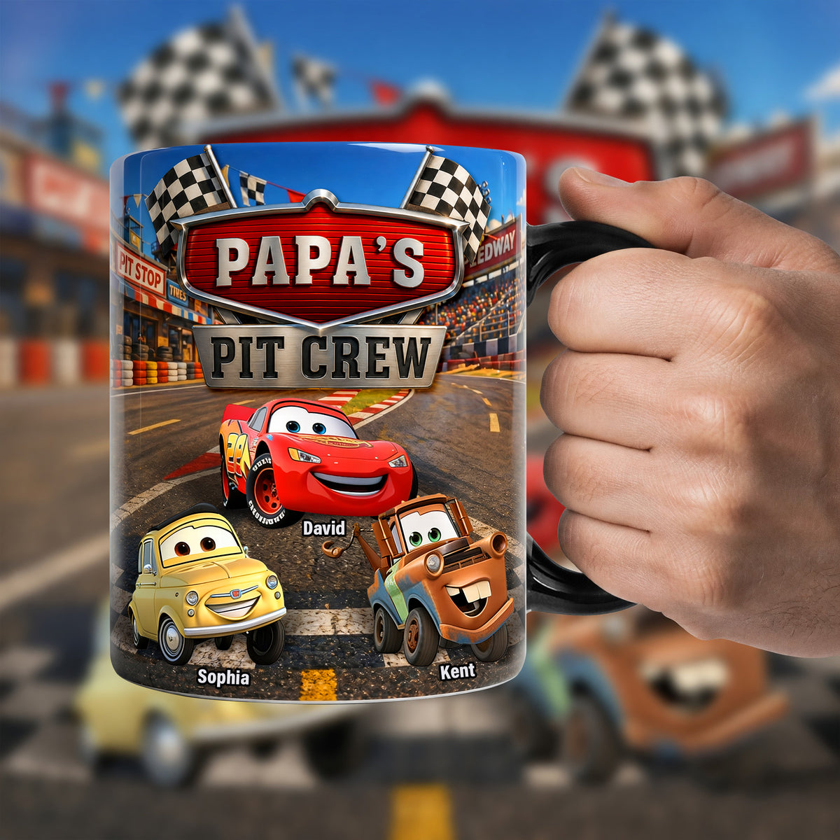 Papa Racing Crew Magic Mug - Personalized Gifts For Dad 03PAQN040526-Homacus