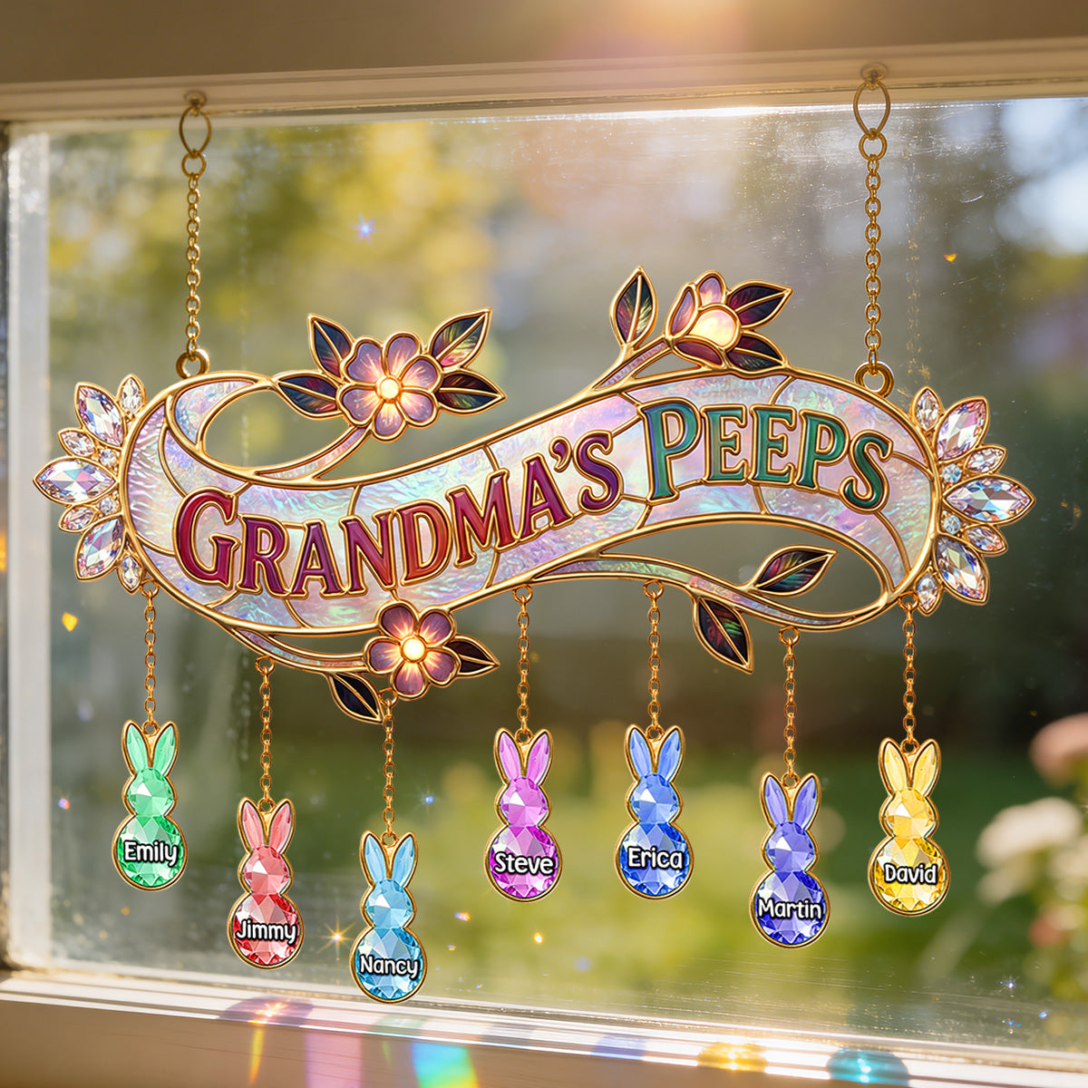 Cute Little Peeps Suncatcher - Personalized Gift For Grandma/Mom 01KIMG250326-Homacus