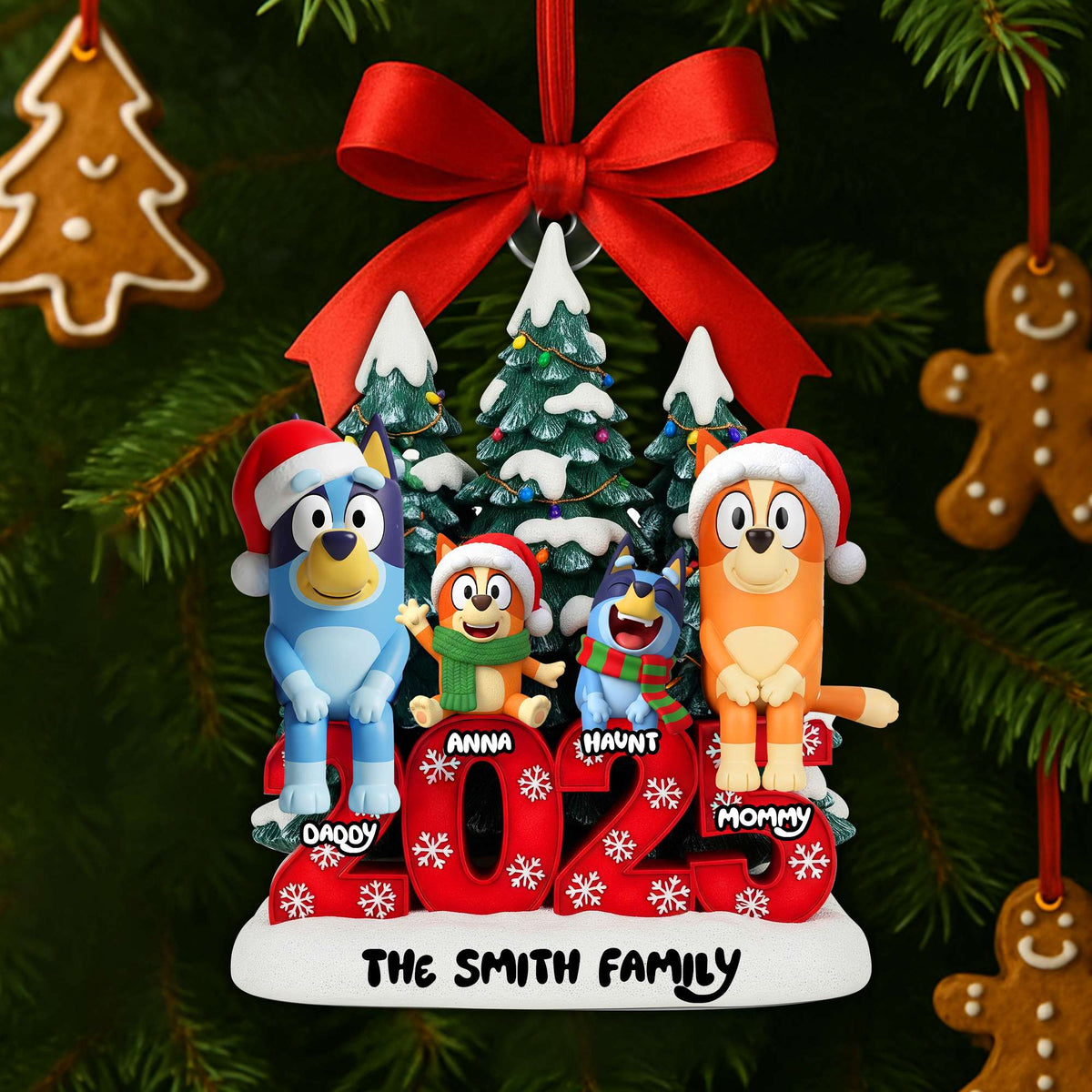 Joyful Puppy Family Ornament - Personalized Christmas Gifts For Family 03NALU290825-Homacus