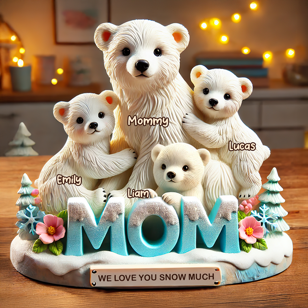Polar Bear Mom Plaque - Personalized Gifts For Mom 02hupu170425-Homacus