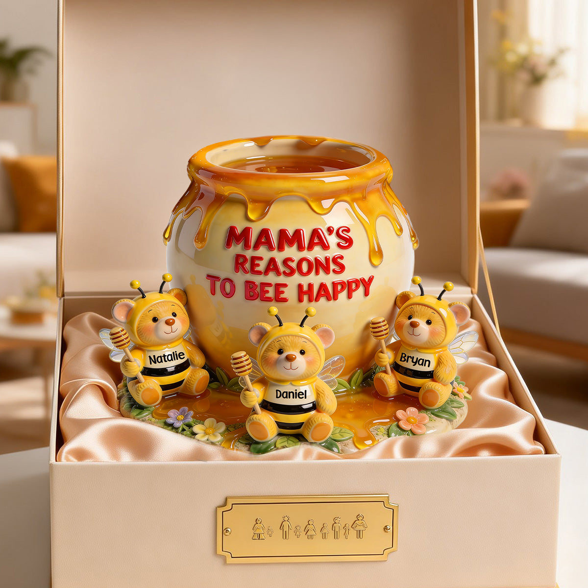 Reason To Bee Happy Bee Mom And Kids Acrylic Plaque - Personalized Gifts For Mother's Day Plaque 01TOMG190326-Homacus